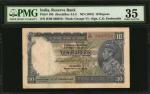 1943年印度储备银行10卢比。INDIA. Reserve Bank of India. 10 Rupees, ND (1943). P-19b. PMG Choice Very Fine 35.