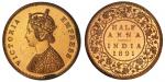 British India. Victoria (1837-1901). Copper Restrike Proof Half Anna, 1891 C. Obverse B. Empress bus