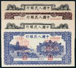 第一版人民币贰拾圆蓝、棕六和塔双张式样票各一套