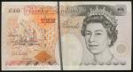1992-93年英伦银行10镑编号漏印错体，无日期，AEF，罕见