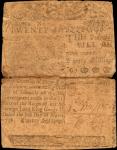 DE-52. Delaware. March 5, 1758. 20 Shillings. Very Good.