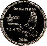 2015 Denarium "Dove" 0.01 Bitcoin. Loaded. Firstbits 1HUc7n2C. Serial No. L06012. Glossy Finish Bras
