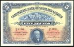 1942年苏格兰商业银行5镑，编号14/E 01944， GVF品相，非常吸引的大型纸币