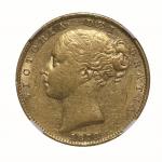1878年维多利亚纪念币一磅金币一枚，NGC AU55