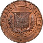 DOMINICAN REPUBLIC. Bronze 2 Centavos Essai (Pattern), 1877-E. Paris Mint. NGC Proof Details--Cleane