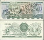 Banque dEmission du Rwanda et du Burundi, 1000 Francs, 31 July 1962, serial number A396801, green on