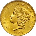 1853/2 Liberty Head Double Eagle. FS-301. Late Die State. MS-61 (PCGS). Gold Shield Holder.