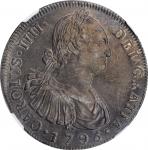 GUATEMALA. 8 Reales, 1793-NG M. Nueva Guatemala Mint. Charles IV. NGC AU-53.