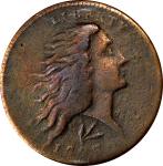 1793 Flowing Hair Cent. Wreath Reverse. S-11C. Rarity-3-. Lettered Edge. Fine-12 Details--Cleaned (A