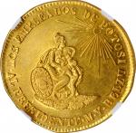 BOLIVIA. Belzu Proclamation Gold Medallic 4 Escudos, 1852. NGC AU-58.