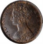 1879年香港一仙。伦敦造币厂。 HONG KONG. Cent, 1879. London Mint. Victoria. PCGS MS-63 Brown Gold Shield.
