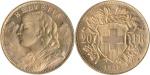 Switzerland; 1930B, gold coin 20 Francs, KM#35.1, weight 6.45 gms, 0.900 gold  0.1867 oz AGW UNC.(1)