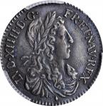 FRANCE. 1/12 Ecu, 1671-&. Aix Mint. Louis XIV. PCGS EF-45 Gold Shield.