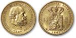 1889年荷兰10G金币一枚，重：6.8g，近未使用至完全未使用