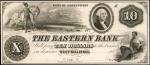 West-Killingly, Connecticut. Eastern Bank. ND (18xx). $10. Choice Uncirculated. Proof.