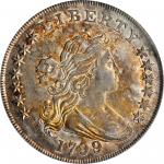 1799/8 Draped Bust Silver Dollar. BB-141, B-3. Rarity-3. 15 Stars. AU-58 (PCGS).