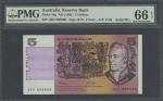  Australia Reserve Bank, $5, ND (1991), QKV 888888, deep purple on multicolour underprint, Sir Josep