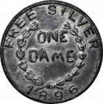 1896 Bryan Dime. Lead. 44.1 mm. Shornstein-331, Zerbe-35. Choice About Uncirculated.