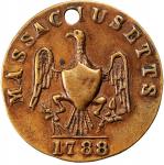 1788 Massachusetts Half Cent Uniface Reverse Design Medallion or Pendant. Brass or Copper. Extremely