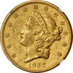 1852-O Liberty Head Double Eagle. Winter-1, the only known dies. AU-58 (NGC).