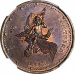 (ca. 1862) Young America Store Card. Copper. 28 mm. Musante JAB-5. MS-64 RB (NGC).
