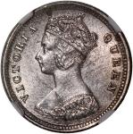1887年香港维多利亚一毫，NGC UNC Details，有清洗，#6374345-063. Hong Kong, silver 10 cents, 1887, Victoria on obvers