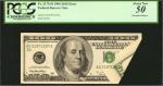 Fr. 2175-D. 1996 $100 Federal Reserve Note. Cleveland. PCGS Currency About New 50. Printed Foldover.
