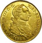 COLOMBIA. 1762-JV 8 Escudos. Santa Fe de Nuevo Reino (Bogotá) mint. Carlos III (1759-1788). Restrepo