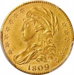 1809/8 Capped Bust Left Half Eagle. BD-1, the only known dies. Rarity-3+. Unc Details--Cleaned (PCGS