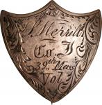Union. XXIII Corps. Civil War Badge to Stephen Merrill of the 39th Massachusetts Volunteers. Silver.