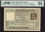Government of India, 10 rupees, ND (1923), serial number B/12 269208, green and brown, George V at t
