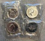World Coins CANADA Elisabetta (1952-) 5 Dollari 1989 e 1990 - AG Lotto di 4 monete in bustina origin