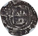 PERU. Cob 1/4 Real, ND (ca. 1577-88)-P ★. Lima Mint. Philip II. NGC VF Details--Environmental Damage