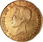 ECUADOR. 8 Escudos, 1852/0-QUITO GJ. Quito Mint. NGC AU Details--Cleaned.