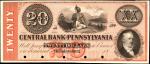 Hollidaysburg, Pennsylvania. Central Bank of Pennsylvania. ND (18xx). $20. Gem Uncirculated. Proof.