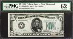 Fr. 1950-E. 1928 $5  Federal Reserve Note. Richmond. PMG Uncirculated 62.