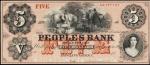 Bowling Green, Kentucky. Peoples Bank of Kentucky. $5. PMG Choice Uncirculated 64 Net. Mounted on Ad