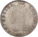 COLOMBIA. Cundinamarca. 8 Reales, 1821-Ba JF. Bogota Mint. PCGS VF-20.