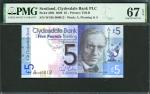 2009年苏格兰克莱兹戴尔银行5镑，编号W/HS 000012，PMG 67EPQ。Scotland, Clydesdale Bank, £5, 2009, low serial number W/H
