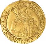 GREAT BRITAIN. Unite, ND (1613-15). London Mint; mm: cinquefoil. James I. PCGS Genuine--Graffiti, AU
