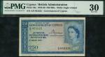 Government of Cyprus, 250 mils, 1st March 1957, serial number A/9 053225, (Pick 33a), in PMG holder 