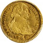 COLOMBIA. 1787-SF Escudo. Popayán mint. Carlos III (1759-1788). Restrepo 54.32. AU-55 (PCGS).
