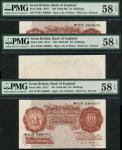 Bank of England, Leslie Kenneth OBrien (1955-1962), 10 shillings (3), ND (1955), serial numbers W70Y