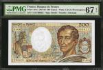 FALKLAND ISLANDS. Banque de France. 200 Francs, 1981-86. P-155a. PMG Superb Gem Uncirculated 67 EPQ.