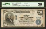 Live Oak, Florida. $20 1902 Plain Back. Fr. 660. The First NB. Charter #6055. PMG Very Fine 30.
