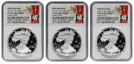 Lot of (3) 2020-W Silver Eagles. 75th Anniversary of the End of World War II V75 Privy Mark. Proof-6