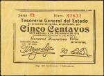 MEXICO--REVOLUTIONARY. Tesoreria General del Estado. 5 Centavos, 1913. M900. Very Fine.