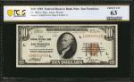 Fr. 1860-L. 1929 $10 Federal Reserve Bank Note. San Francisco. PCGS Banknote Choice Uncirculated 63.