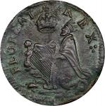 Undated (ca. 1652-1674) St. Patrick Farthing. Martin 3b.2-Fc.3, W-11500. Rarity-7-. Copper. Sea Beas