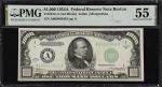 Fr. 2212-A. 1934A $1000 Federal Reserve Note. Boston. PMG About Uncirculated 55.